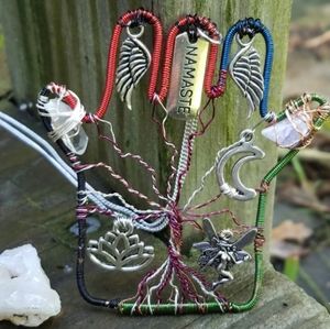 Hand of Fatima tree of life charms and crystals